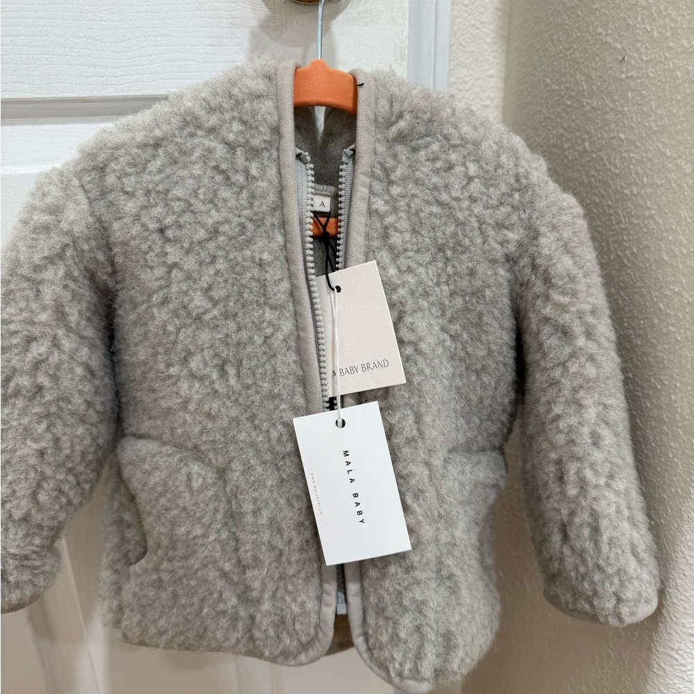 Gray Wool Kids Jacket with Cozy Texture, New with tags